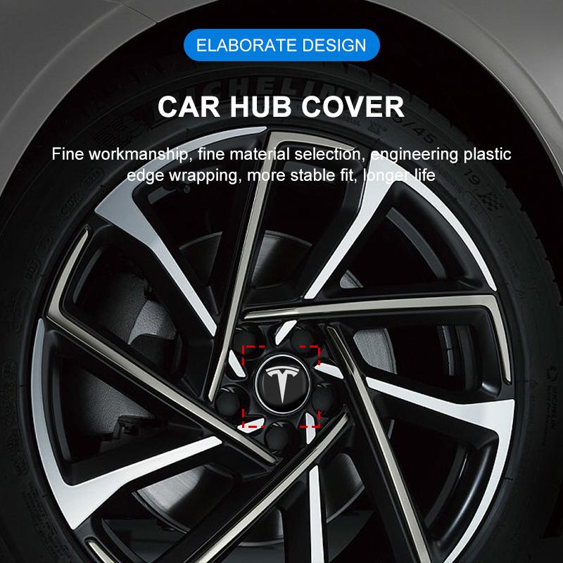 4Pcs Car Wheel Center Hub Center Cap Rim Hub Dustproof Cover Car Accessories For Tesla Model 3 Model S Model X Y SpaceX Styling