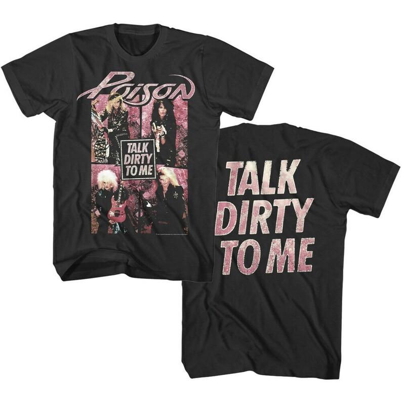 Poison Men's T-shirt Talk Dirty To Me Graphic Tee Heavy Metal Concert Tour