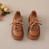 Feerldi Brand Oxford Sneakers Woman Retro Brown Flats Designer Casual Lace Up Moccasins Female Genuine Leather Driving Shoes