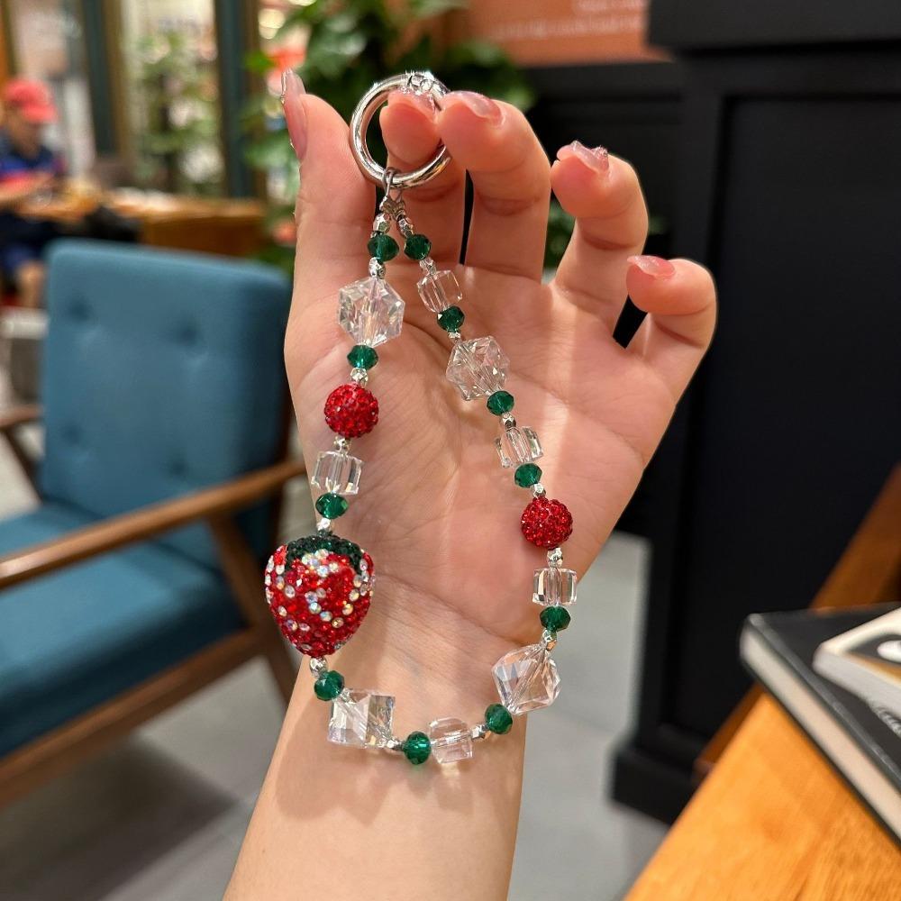 

Crystal Phone Hand Rope Anti-Lost Bag Pendant New Mobile Phone Lanyard Strap Ornament червоний