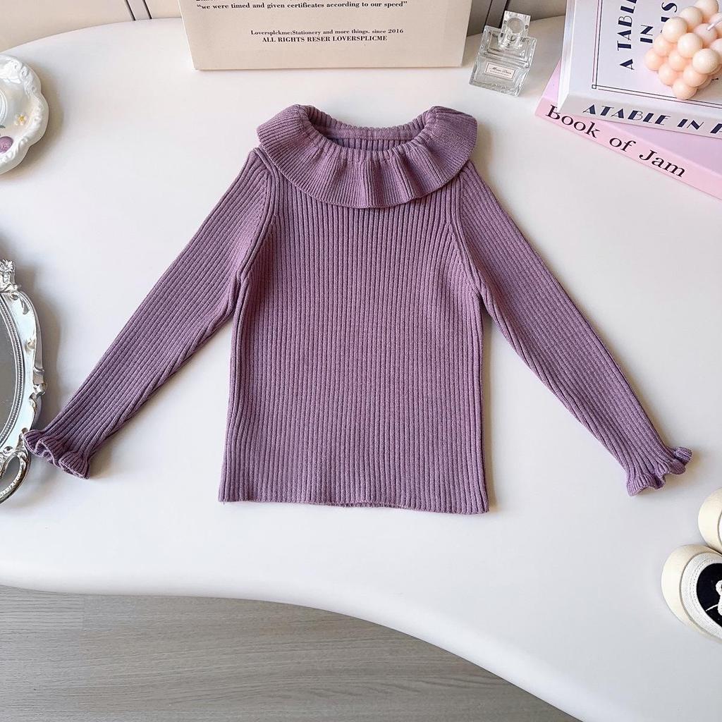 Mädchen Winter Strickpullover mit französischem Rüschenkragen
