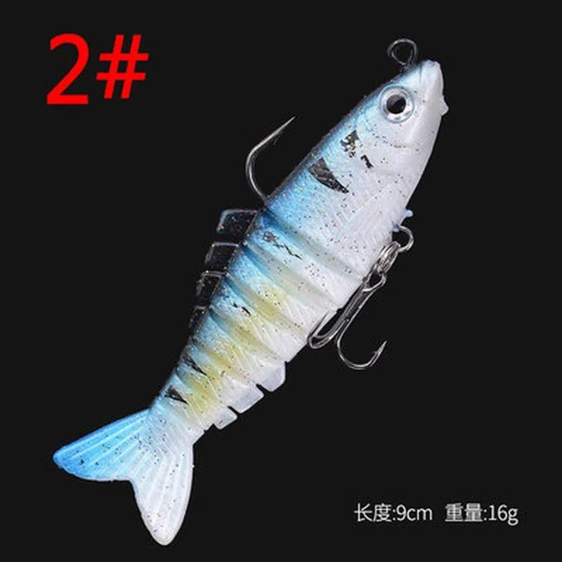 Artificial Lifelike Popper Soft Swimbait 8 Segmented Fishing Lures Lead Head Soft Fishing Lure Custom 3.54in soft Bait Lure
