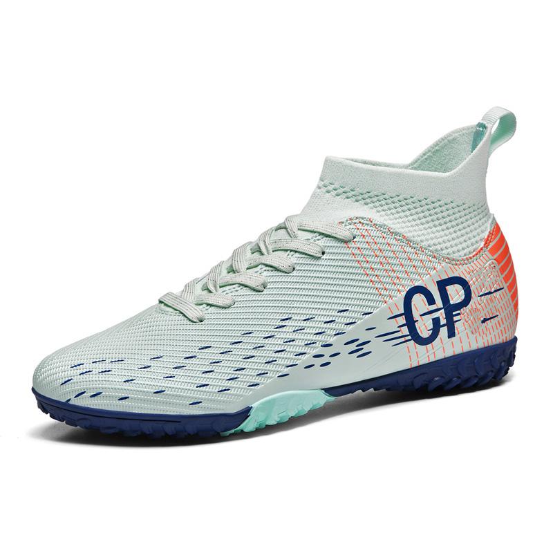 

Мужские футбольные бутсы большого размера с высоким верхом и короткими шипами, тренировочная спортивная обувь, молодежные футбольные бутсы 45 светло-синий