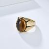 Retro Tiger Eye Titanium Steel Men's Oval Black Gem Ring