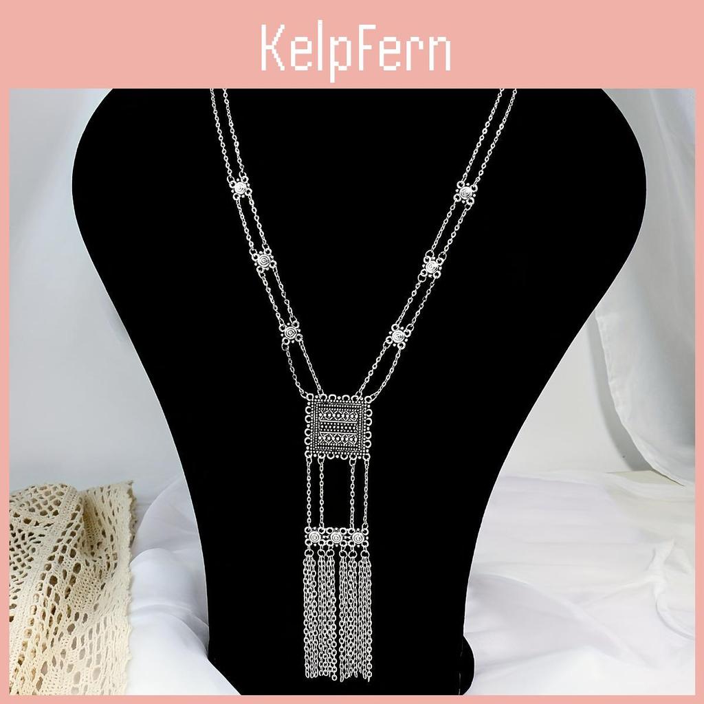 Pendant Unique Rectangular Vintage Necklace Pendant Necklace With Multiple Chains Tassels And Versatile Accessories Fashion Womens Accessories