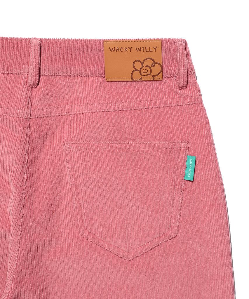 WACKY WILLY Women'S Corduroy Semi-Wide Pants Pink