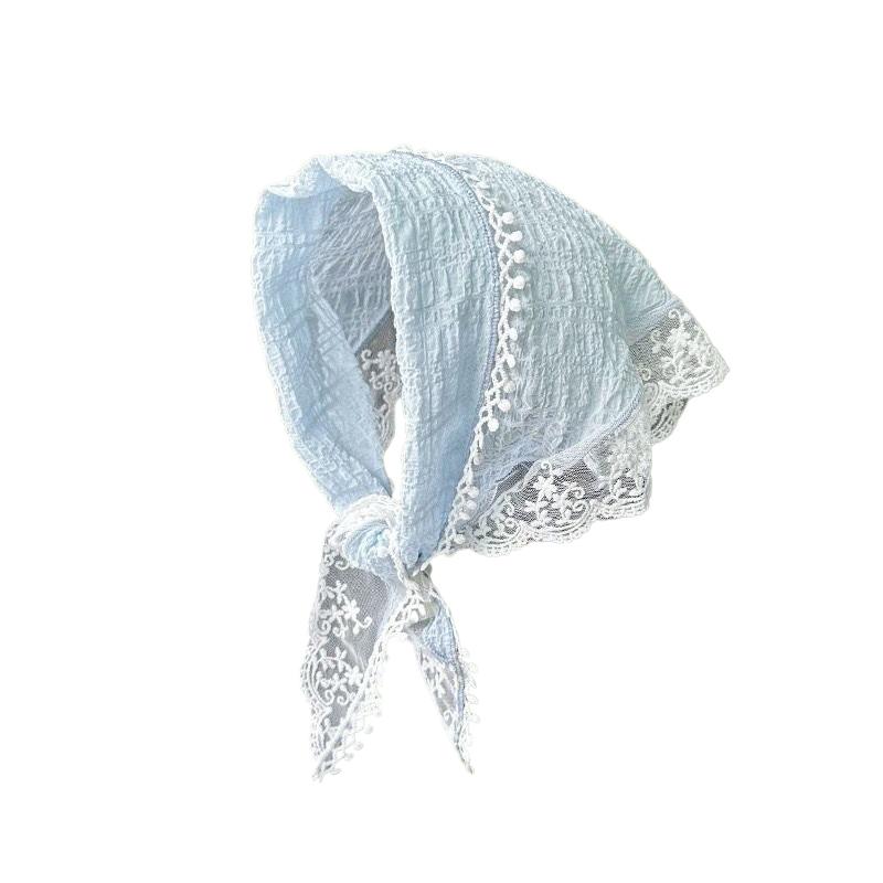 Korean Ins Lace Hair Scarf Retro Hollow Lace Triangle Hair Band Strap Hair Bag Headscarf Travel Photo Headband Turban Accessorie