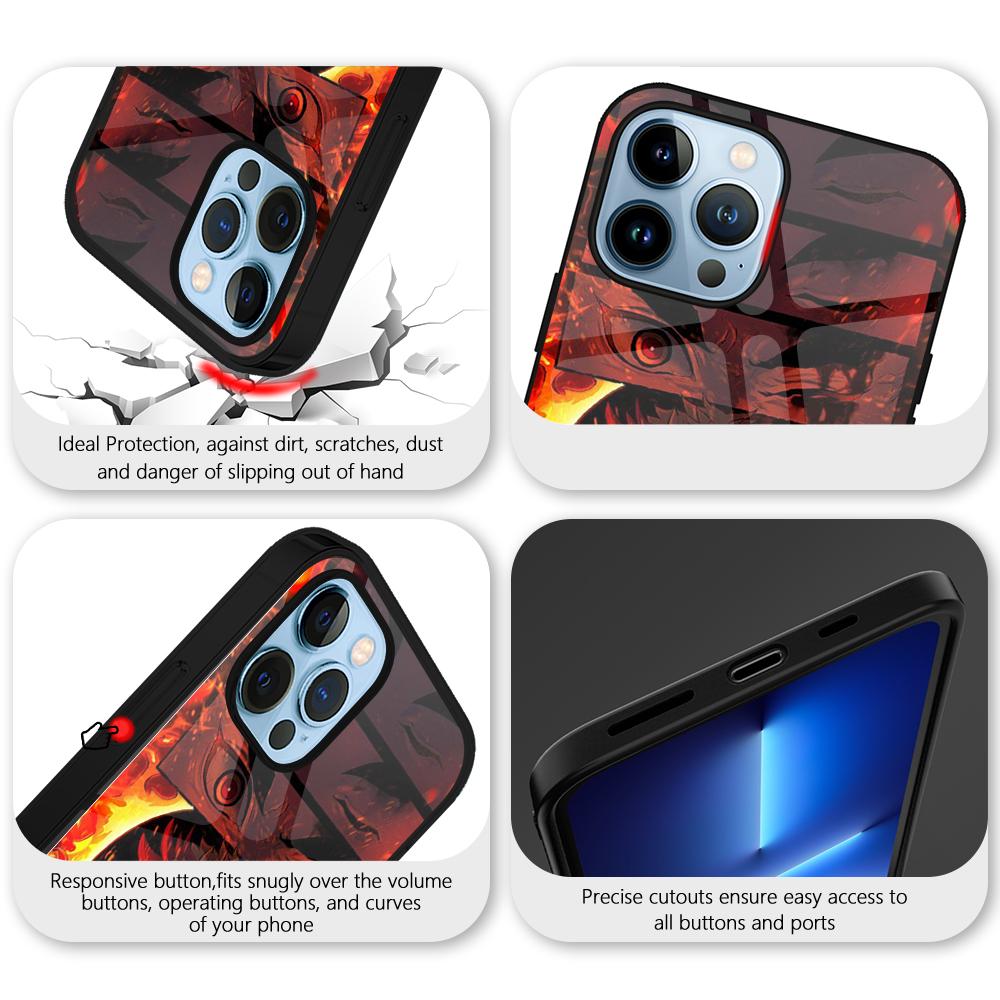 Dämon Slayer Handytasche für Iphone 14 13 11 12 Pro Max Mini Xs Xr X 7 8 6s Plus Se 2022 Luxus Bumper Gehärtete Glasabdeckung