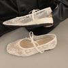 2026 Women's Flat Mary Jane Shoes Embroidered Chinese Style Fashionable All-Match White Flats Round Toe Rubber Sole Ballet Shoes