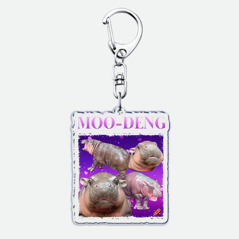 Funny Baby Hippo Cute Keychains Keyring for Accessories Bag Moo Deng Meme Pendant Keyring Jewelry Fans Gifts