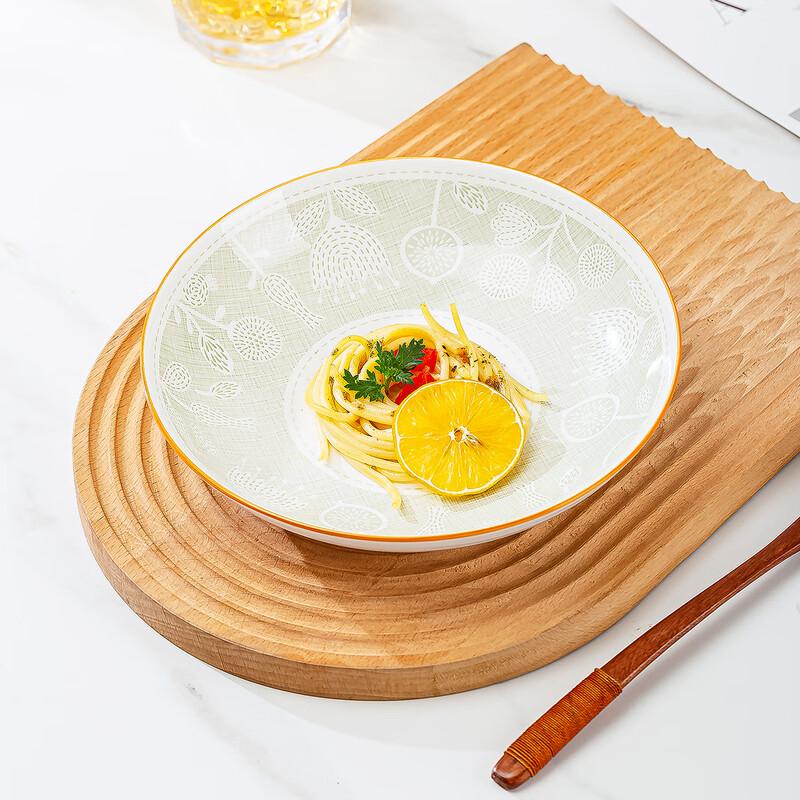 Haoya Nordic Ceramic Deep Dinner Plates, 8-inch (4-pack)