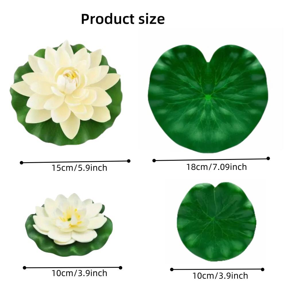 10pcs(6flowers and 4leaves )Artificial Lotus, Realistic Water Floating Foam Lotuses, Fake Lily Pad-Aquarium Water Decoration