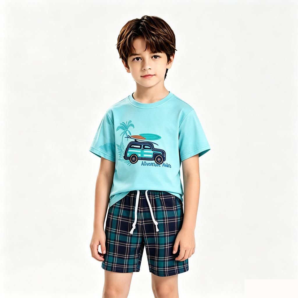 Boys' 2-Piece T-Shirt and Shorts Set Summer Casual Outfit for Daily Wear