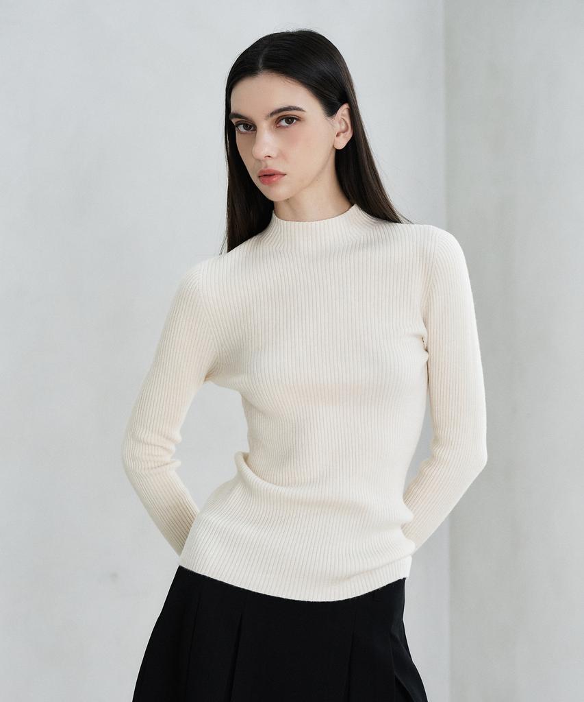 PLUNASTUDIO Ribbed Half Turtleneck Knit_4 Colors