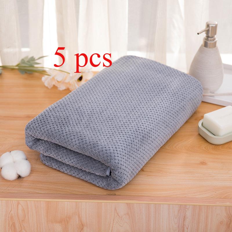 

5 шт. Полотенца большого размера Банные полотенца Чистый хлопок Сильное влагопоглощение Не линяют Не выцветают Быстросохнущие Бытовые полотенца Приятные для кожи и мягкие 70*140cm светло-серый