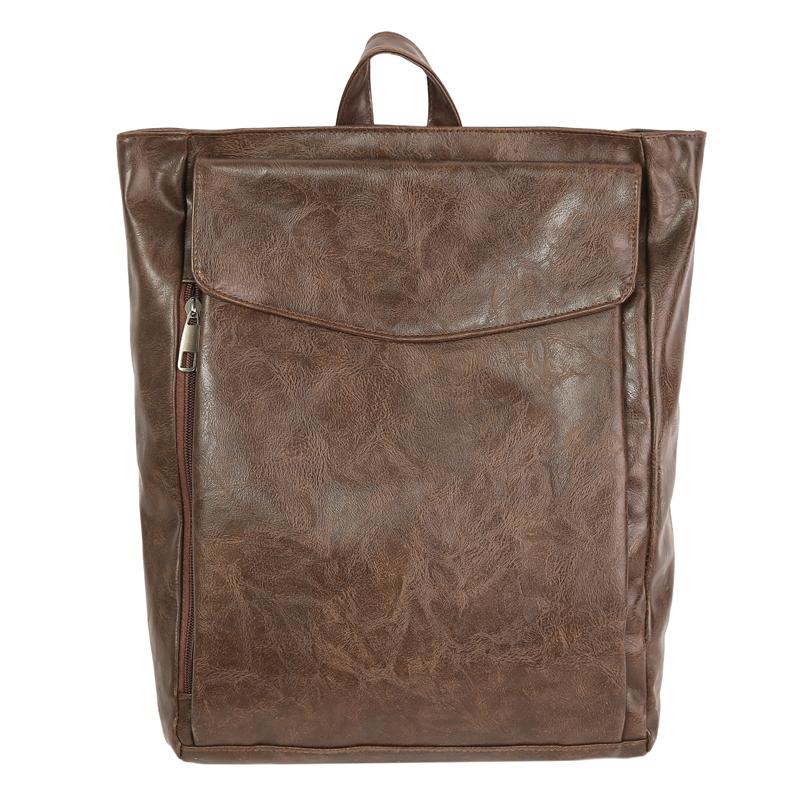 

Ретро мужской рюкзак большой вместимости из мягкой кожи, студенческий рюкзак кофейный