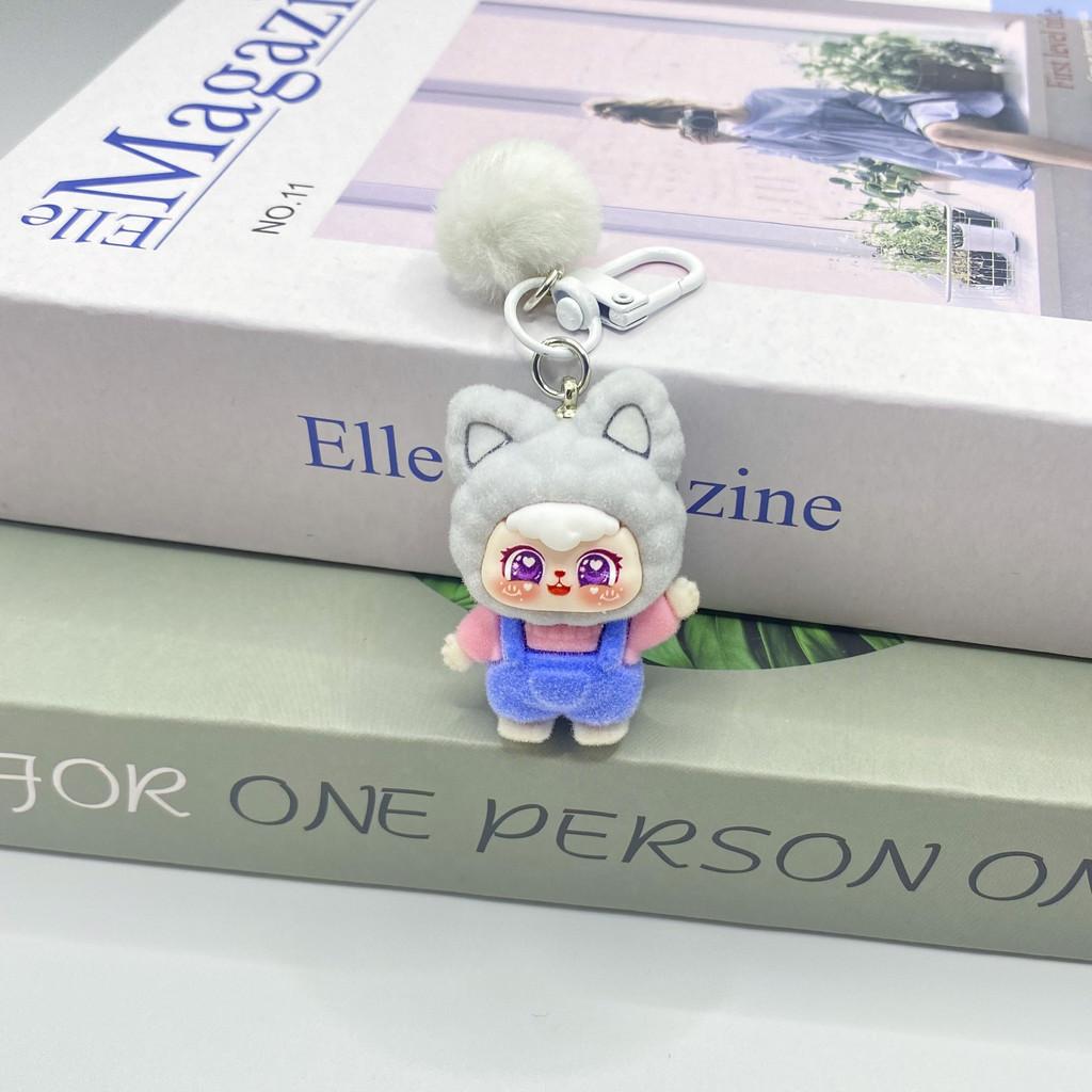 Lucky Cat Keychain Plush Toy With Handwave Design For Gift And Decor