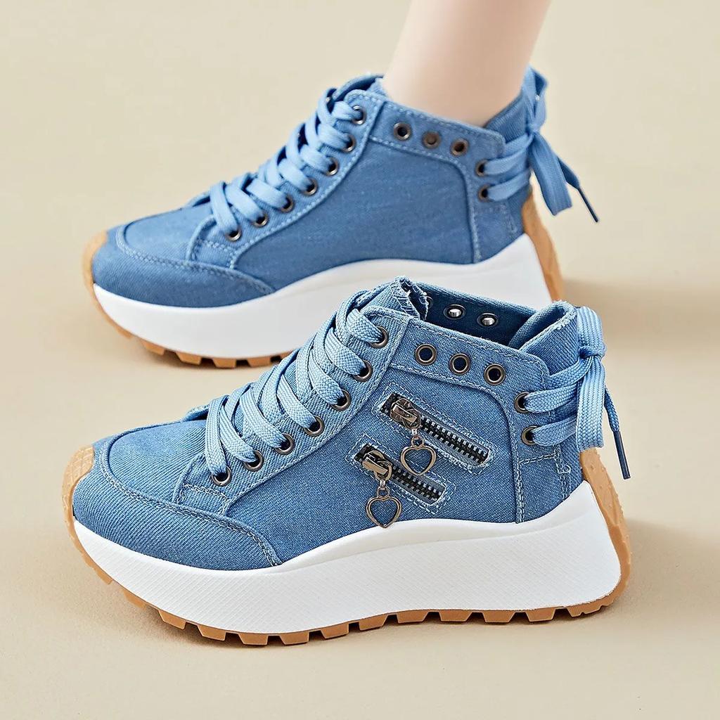 Daddy Shoes Women's Summer Student Sports Thick-soled Increased Casual Shoes Breathable Denim