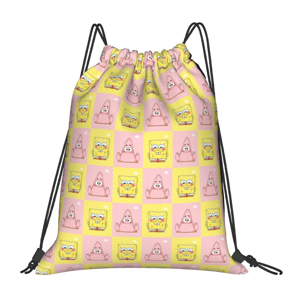 Custom S-Sponges Anime Bobes Drawstring Bags Men Women Lightweight Cartoon Sports Gym Storage Backpack