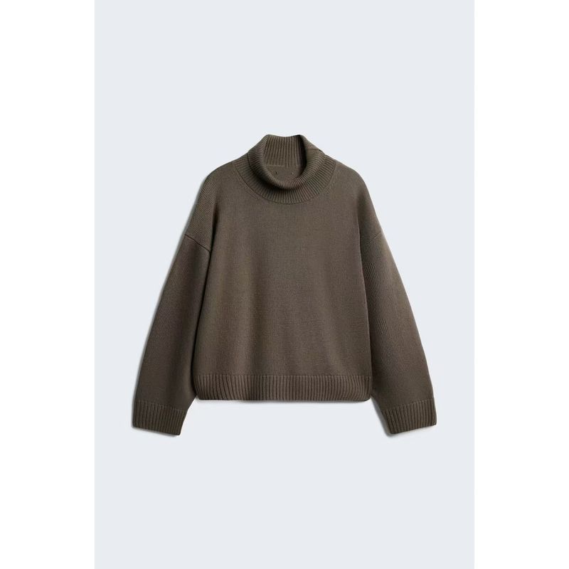 

New Arrival Russian Fashion All-Match Turtleneck Knitting Sweater Top High Neck Knitted Sweater Brown S