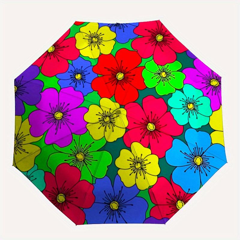 

1pc Colorful Floral Pattern Folding Umbrella , 8 Ribs Casual Durable Lightweight Portable Travelling Umbrella For Men & Women yy250728052