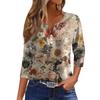 Women's T Shirt Tee Print Button 3/4 Sleeve Tunic Daily Weekend Fashion Basic V- Neck Regular Top