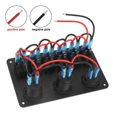 Doppel-USB-Anschlüsse DC 12V/24V Wasserdichtes 6-fach Kippschalter-Panel LED Digitalvoltmeter EIN/AUS-Leuchten Auto Marine Leitungsschutzschalter