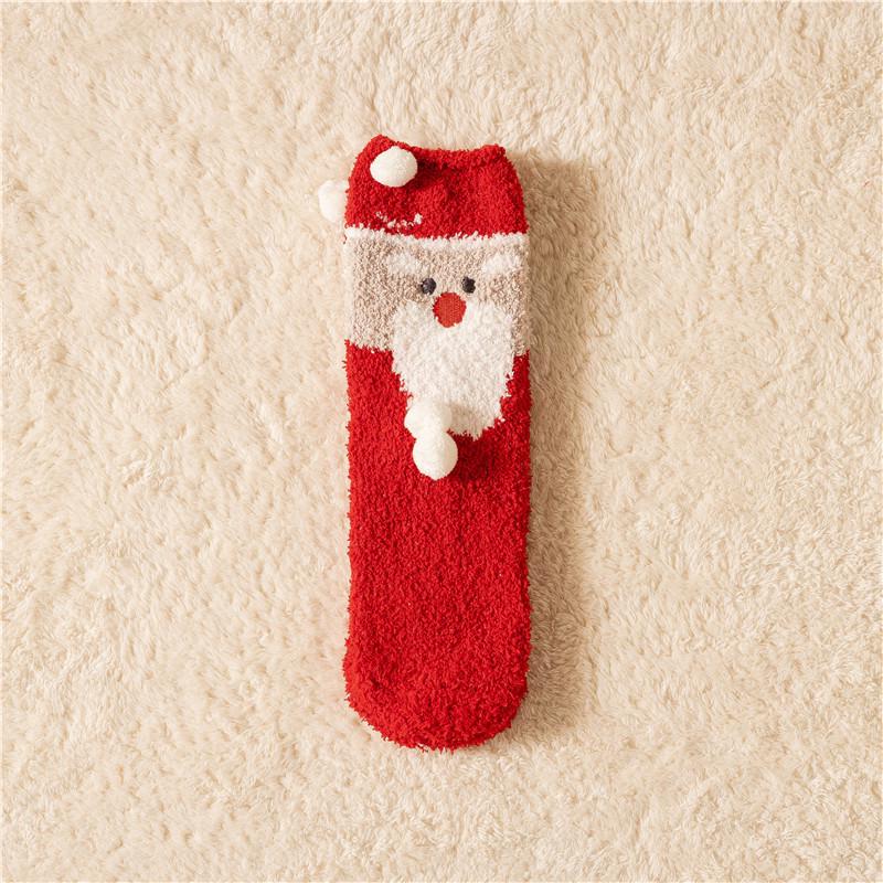 Chaussettes Boule de Noël en Polaire Corail pour Femmes - Prêtes pour l'Hiver, Résistantes au Froid, Chaussettes de Nuit Mi-Mollet Doublées Polaire, Cadeau de Noël Parfait.