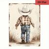 Retro Cowboy Metal Wall Sign, Vintage Tin Decor for Home & Garage, Gift, 8x12