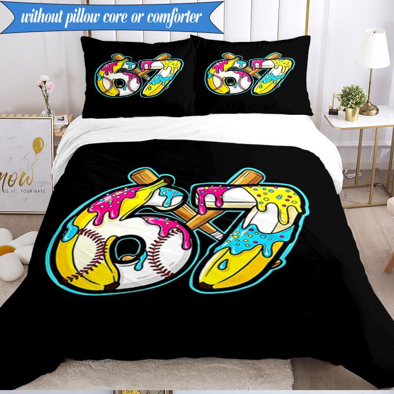 Summer Ice Cream Number 67 3pcs Bedding,Including 1pc Duvet Cover And 2pcs Pillowcases Perfect for Christmas,Ideal for Bedroom, Dormitory