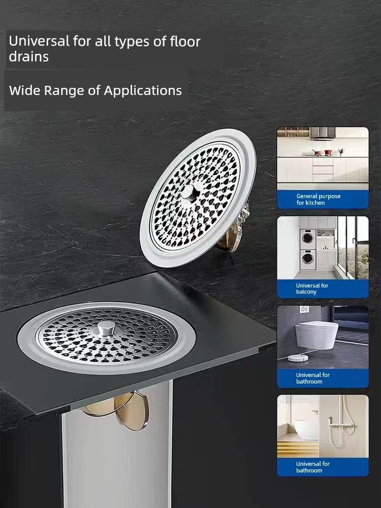 Bathroom Floor Drain Hair Strainer Closed Cover Stainless Steel Round Deodorizing Filter Floor Drain Core Inner Core Neutral Small Diameter