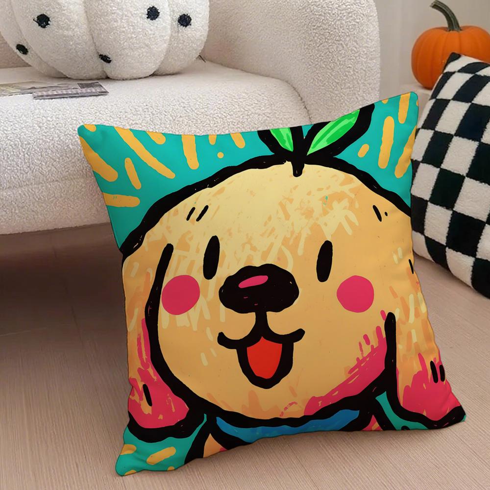 Cute color dogs Cushion Cover Throw Pillow Cover Hidden Button Durable Polyester Chair Cushion
