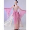 Women's Gradient Big Sleeve Chinese Classical Dance Set, Flowy Big Swing Chiffon Skirt Performance Wear