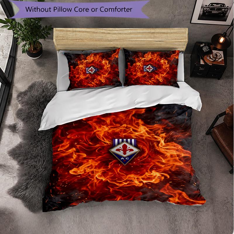 Fiorentina FC Themed Bedding 3Pcs Duvet Cover Set Decorative Bed Linen For Teen Room Home Decoration