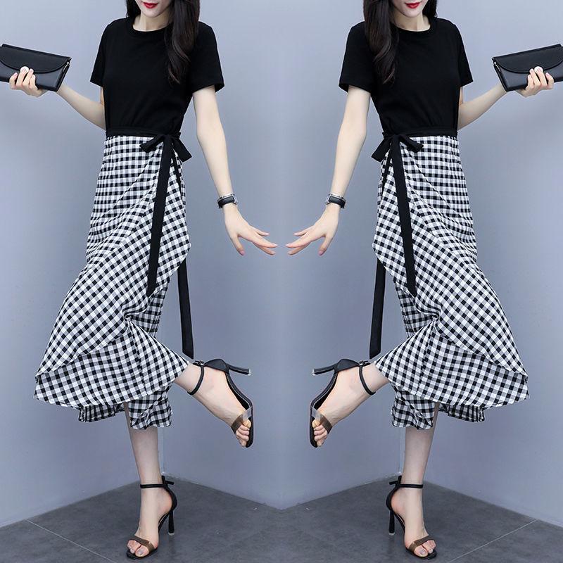 Elegant Plaid Suit Dress 2026: Women's Waist-Cinched Two-Piece Set