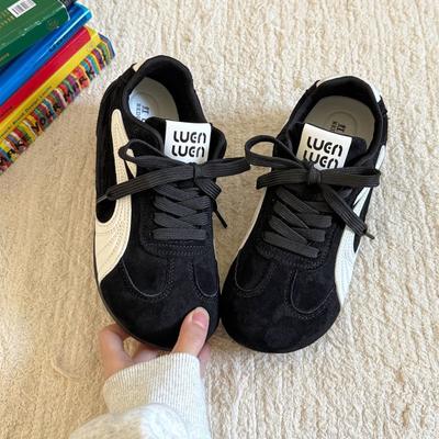 Black German Training Shoes Women's 2025 Summer New Niche Design Sense Versatile Breathable Casual Forrest Gump Shoes