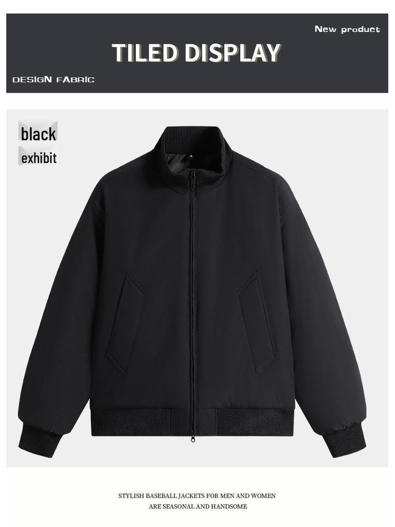 Veste d'aviateur d'hiver pour homme à col montant - Vêtement d'extérieur décontracté ample épaissi en coton