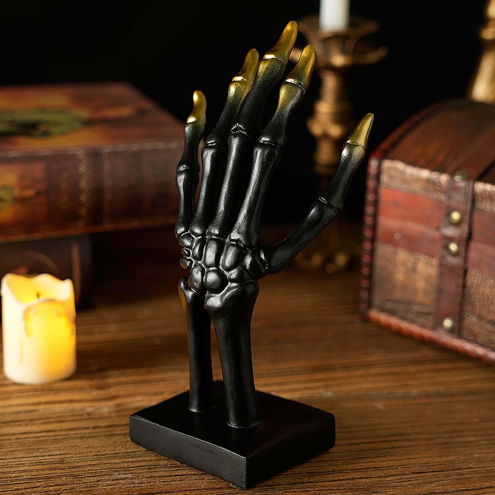 

Хэллоуин Скелет Жест Руки Смола Орнамент – Декоративная Подвесная и Фигурка для Хранения Для Жуткого Настольного Декора One Size