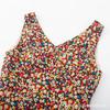 Summer New Niche French Floral Diagonal Cut Waist Thin V-neck Vest Dress Short Skirt