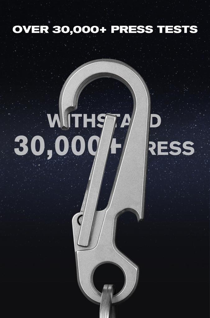 KEEPO LINK Titanium Carabiner Keychain Clip with Bottle Opener, Small Carabiner Clip, EDC Keychain Holder, Unisex, OLM02 (Gunmetal Gray)