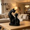 Mother And Child Cat Sculpture Black Figurine 3D Printed Kitten Statue Cute Animal Warm Home Accent for Indoor Shelf Desktop Decor Gifts Lovers Mini