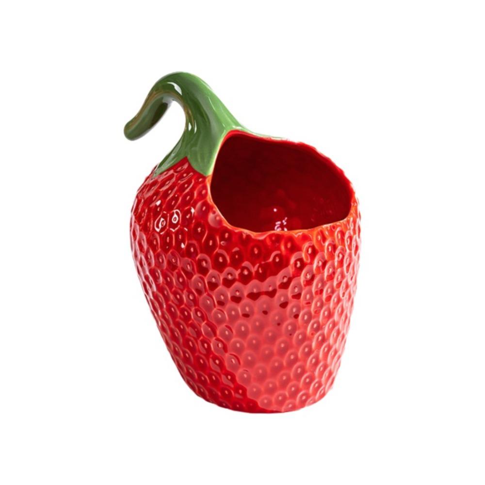 Vase Ceramic Butter Freshness Jar Strawberry Shape Dustproof Cheese Box Exquisite Decorative Butter Dish Cafe