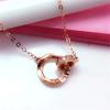Purple Gold Double Ring Interlocking Necklace Fashion Rose Gold Plated Mobius Collarbone Chain Women