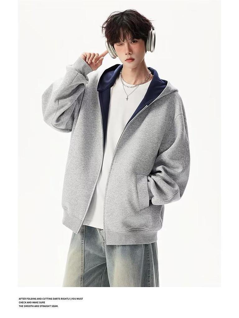 Unisex Autumn Trendy Loose Hooded Cardigan Jacket