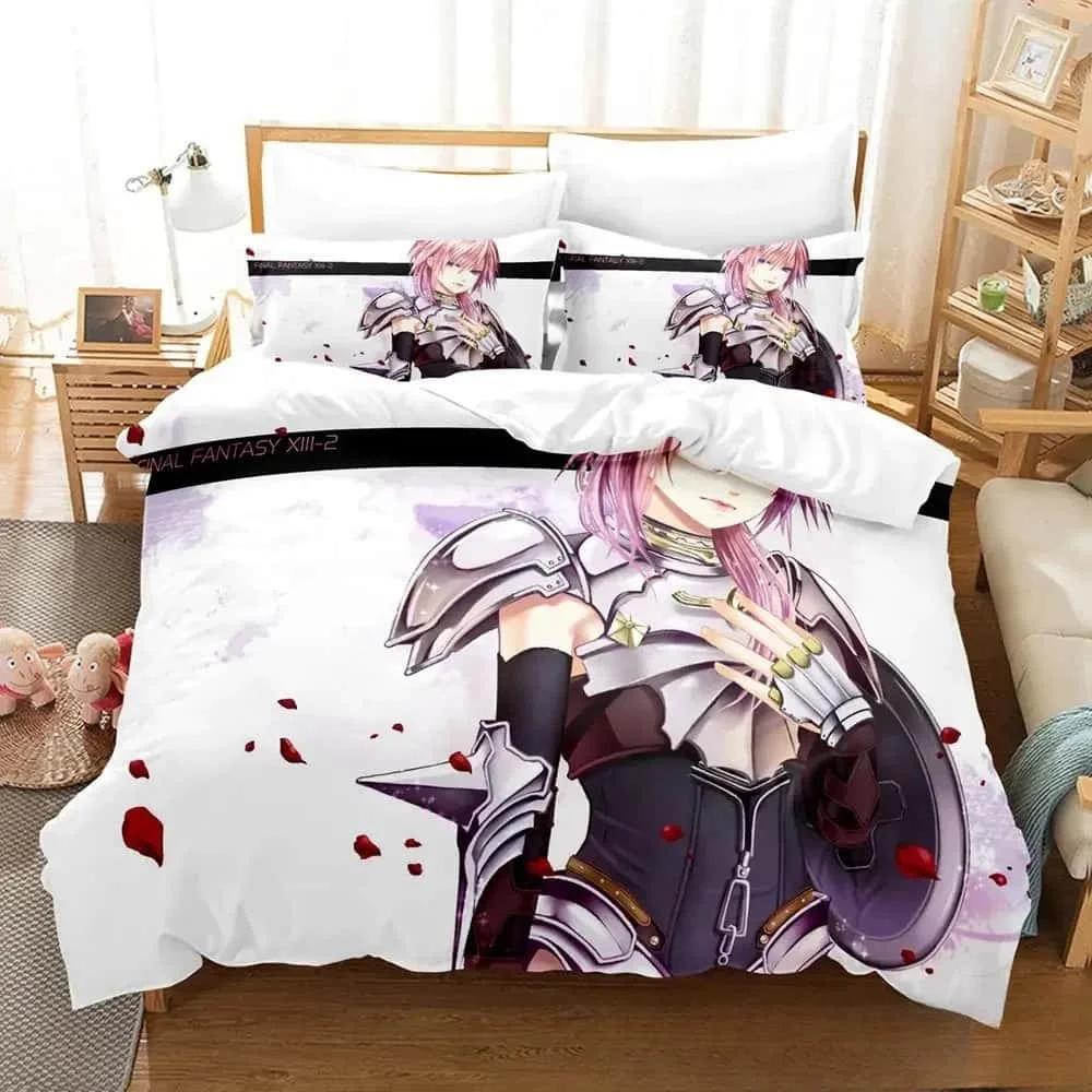 New 3D Printed Anime Game Final Fantasy Xiii-2 Bedding Set Boys Girls Twin Queen King Size Duvet Cover Pillowcase Bed Boys Adult