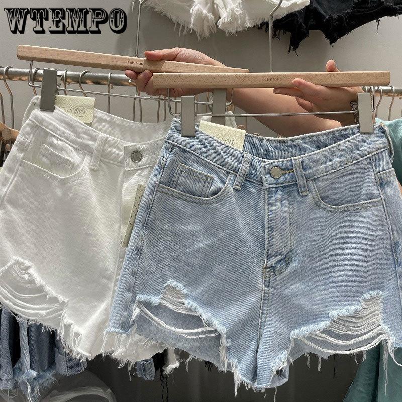 Women's Denim Shorts Thin Summer Loose Fit Plus Wide Leg A-line Shorts