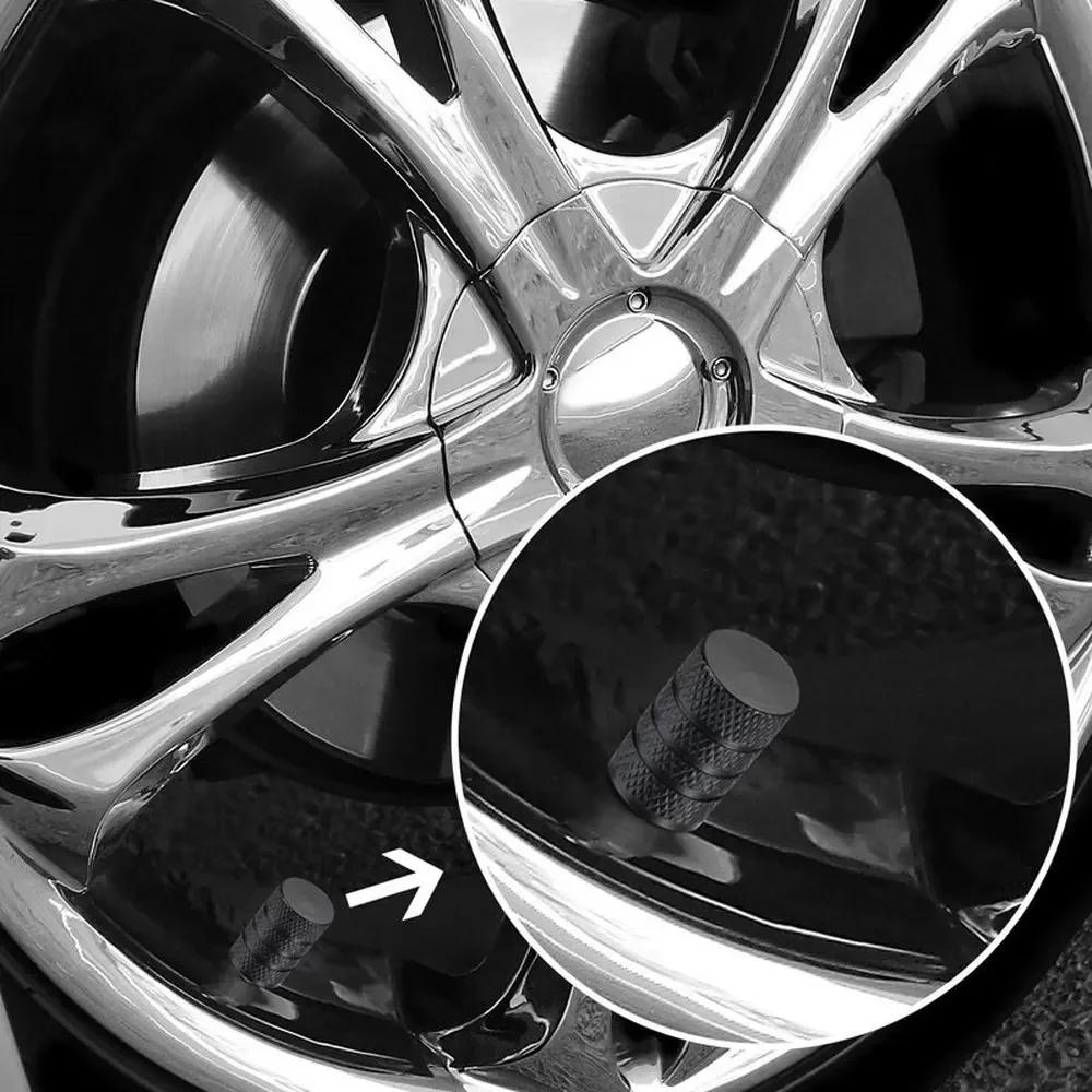 4Pcs Auto Tire Valve Stems Cap Knurling Style Tire Valve Cap Aluminum Tire Wheel Stem Air Valve Cap Auto Universal Auto Accessories