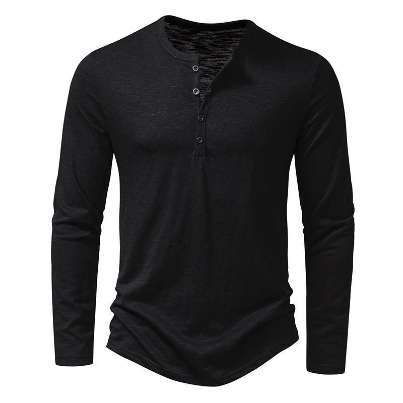 Pullover Uomo Autunno Primavera Collo Alto Monocolore Bottoni Ampio Svuotato Tempo Libero Moda Pendolare Manica Lunga Top