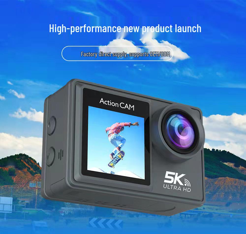 5K Dual Screen HD Sports Camera - Waterproof, Remote Control, Wireless Mic, Photo & Video VLOG Recording.