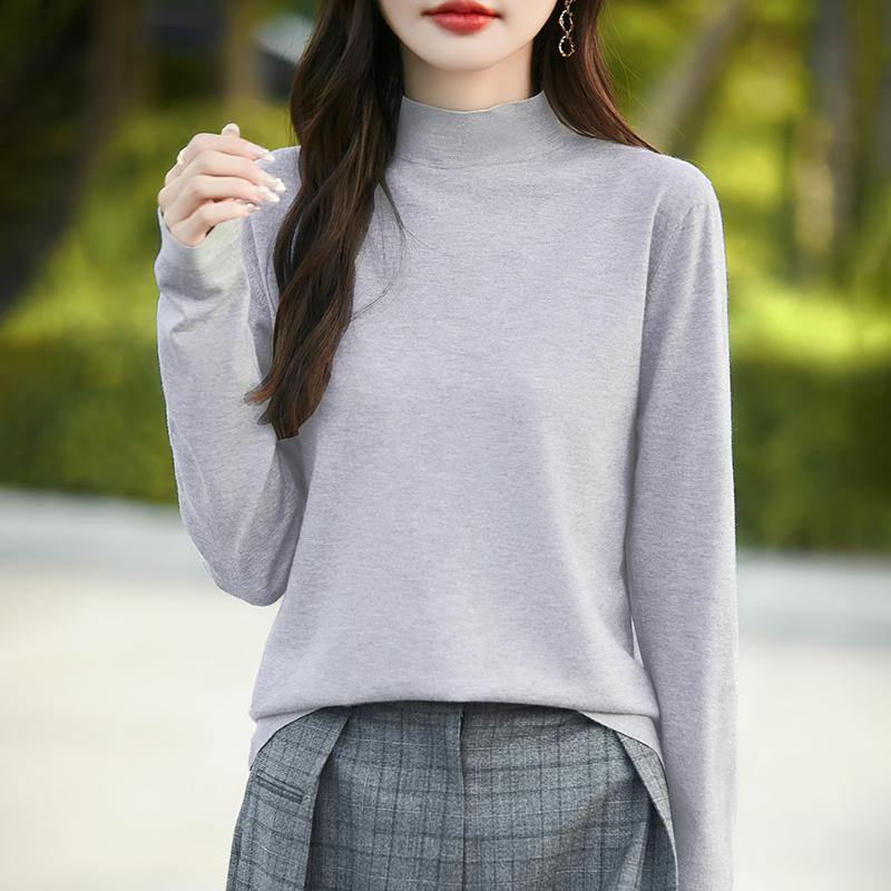 Dámský celoroční svetr z 50% vlny a 50% hedvábí | Lehký teplý pulovr z příze | Luxusní úplet z kašmírového hedvábí